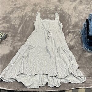 Caution To The Wind Striped White Midi Dress